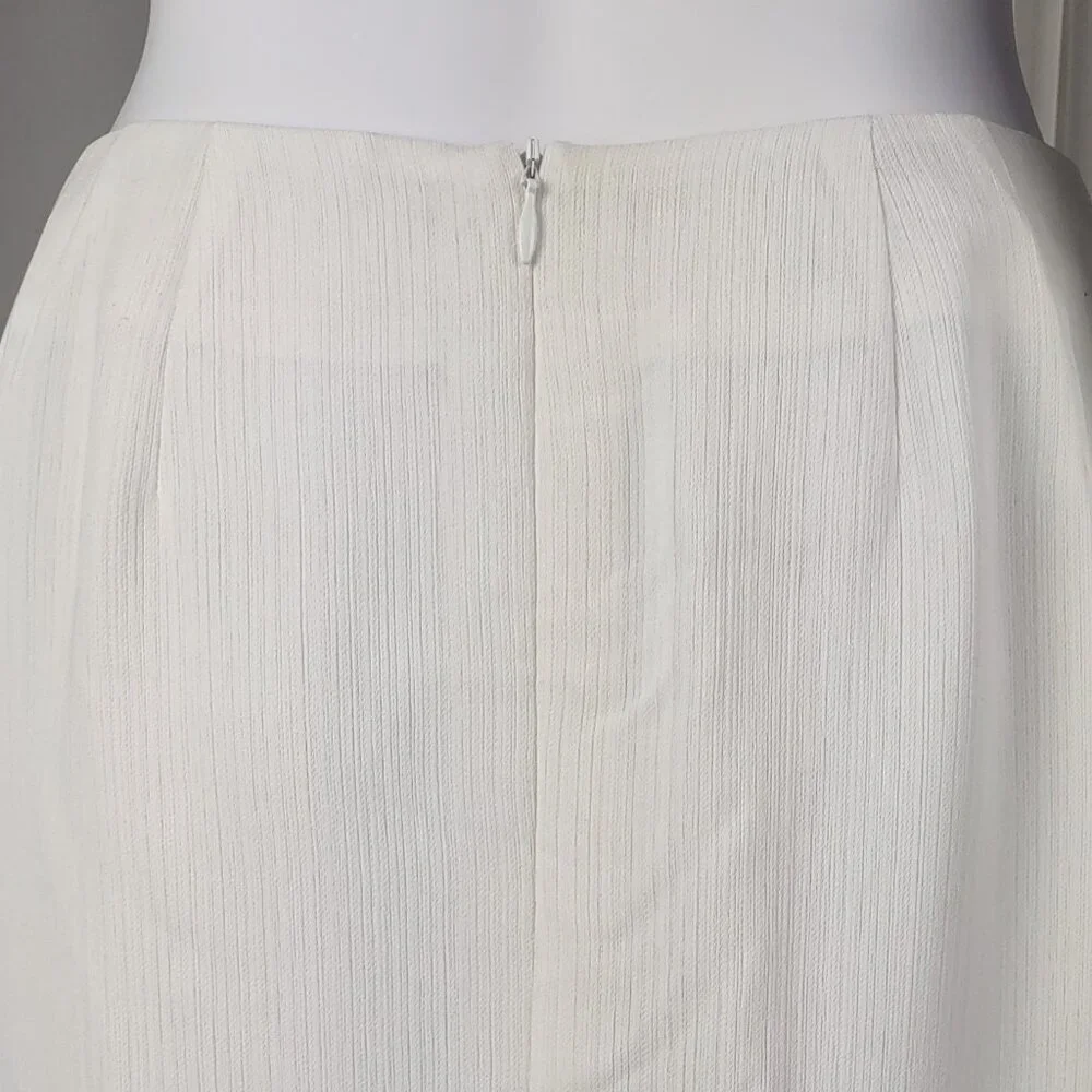 Larry Levine Petite 6P White Textured Midi Pencil Skirt Career Lined 31'' - Picture 4 of 9